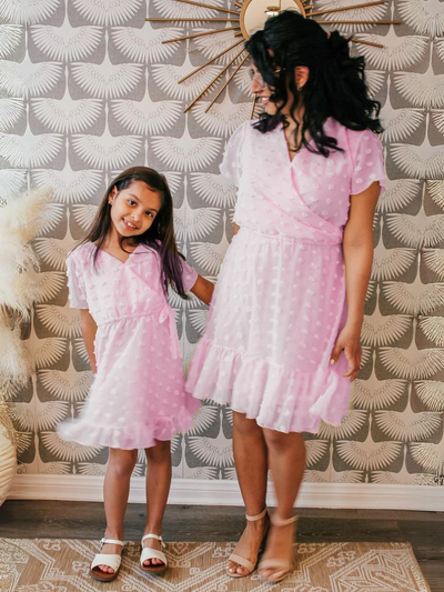 Mia Belle Girls Pom Pom Bubble Chiffon Dress | Mommy And Me Dresses