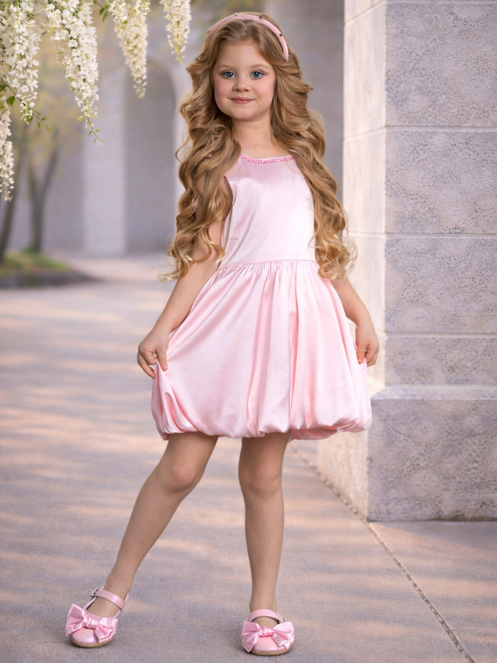 Light pink spring picture dress for girls church outfit