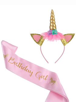 So Uniquely Lovely Unicorn Headband Birthday Set