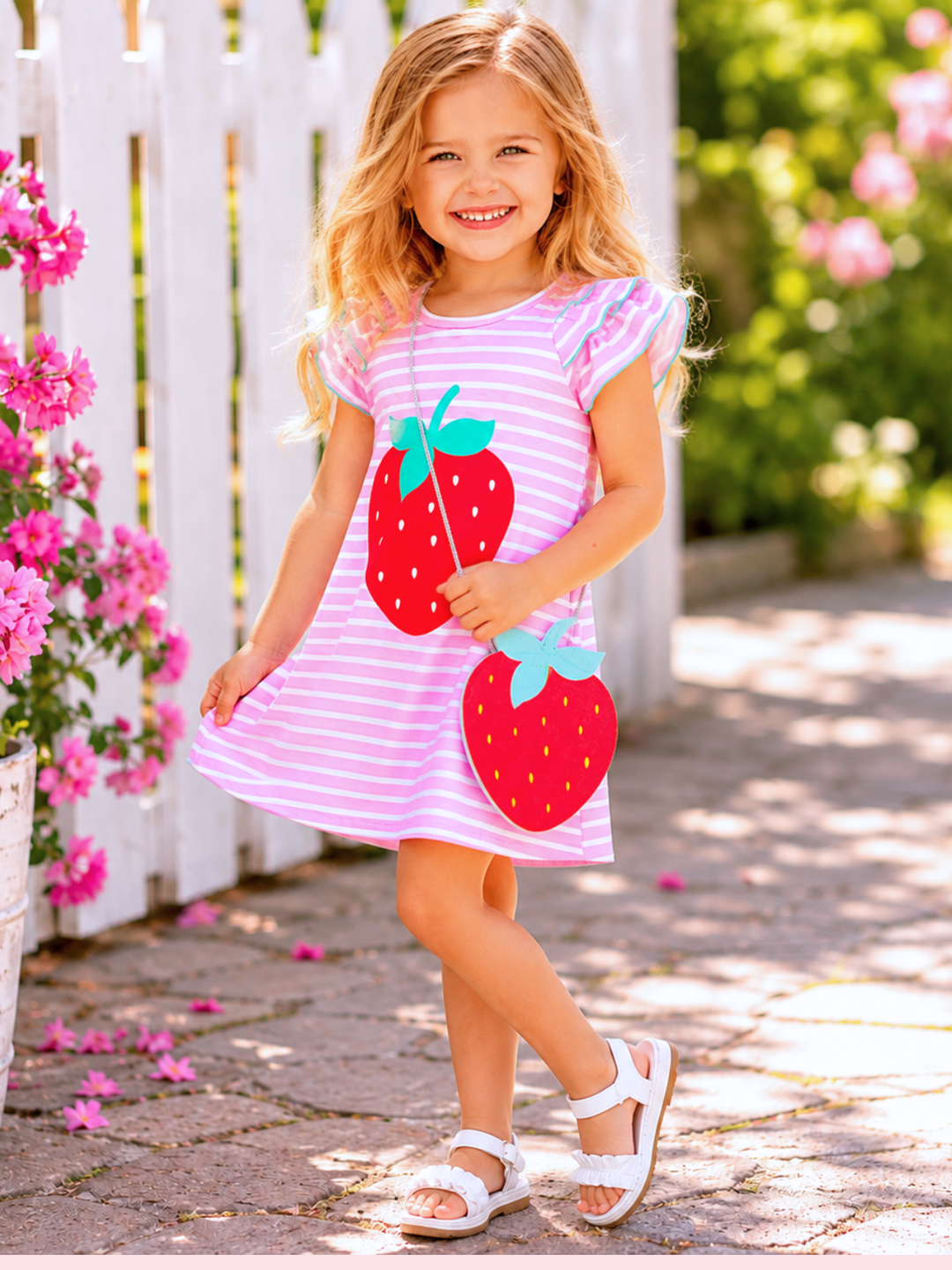 Strawberry Cutie Summer Dress and Purse Set Mia Belle Girls