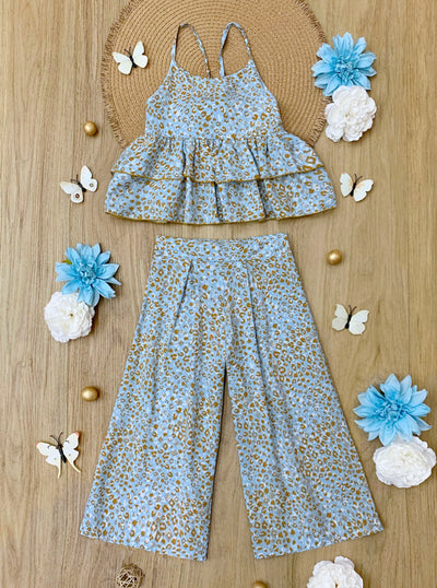 Mia Belle Girls Leopard Print Palazzo Pants Set | Girls Spring Outfits