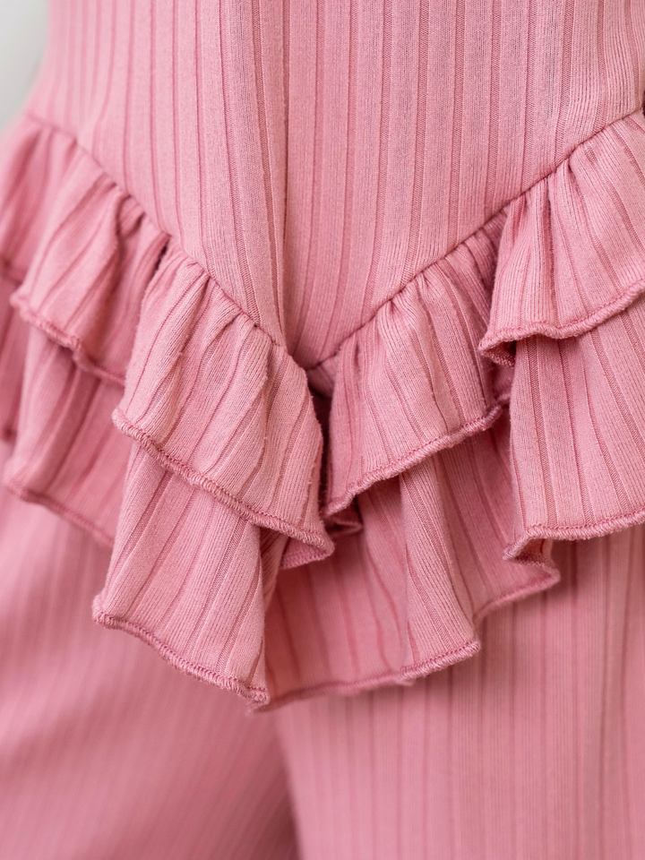 Rosewood Ribbed Ruffle Tank and Pants Set Mia Belle Girls