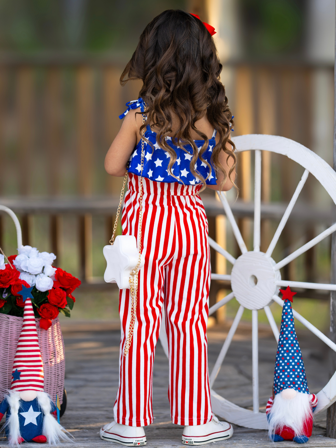 Patriotic Star & Stripes Tie-Strap Jumpsuit