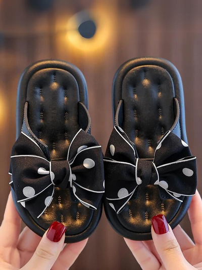 Mia Belle Girls Polka Bow Slides | Shoes By Liv And Mia