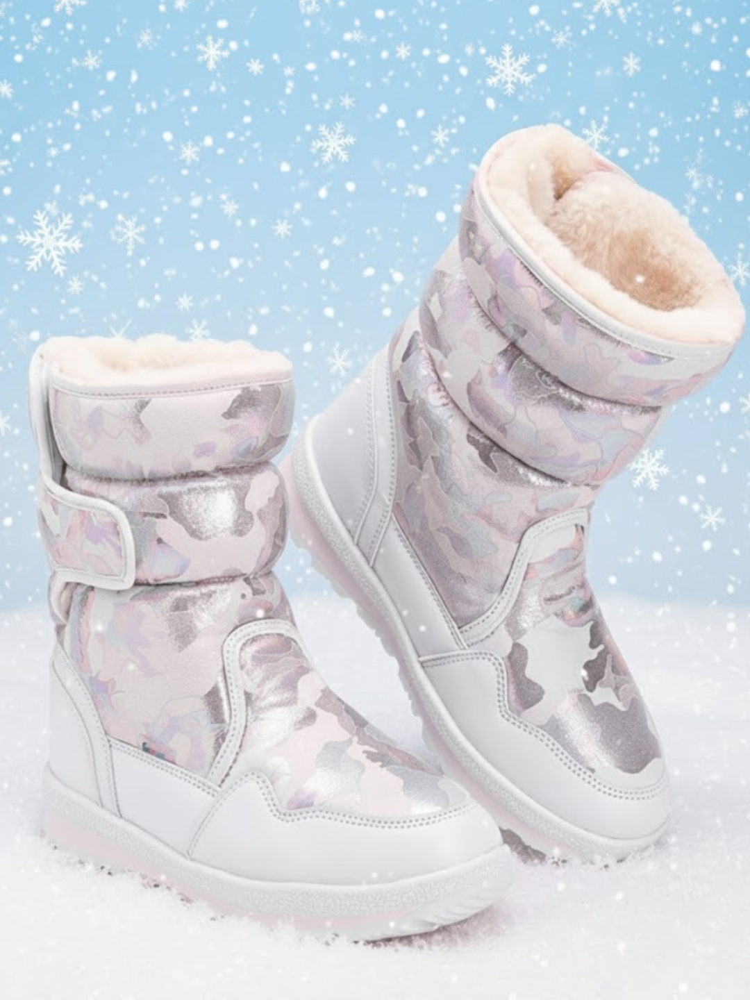 Brave The Cold Metallic Camo Boots by Liv and Mia