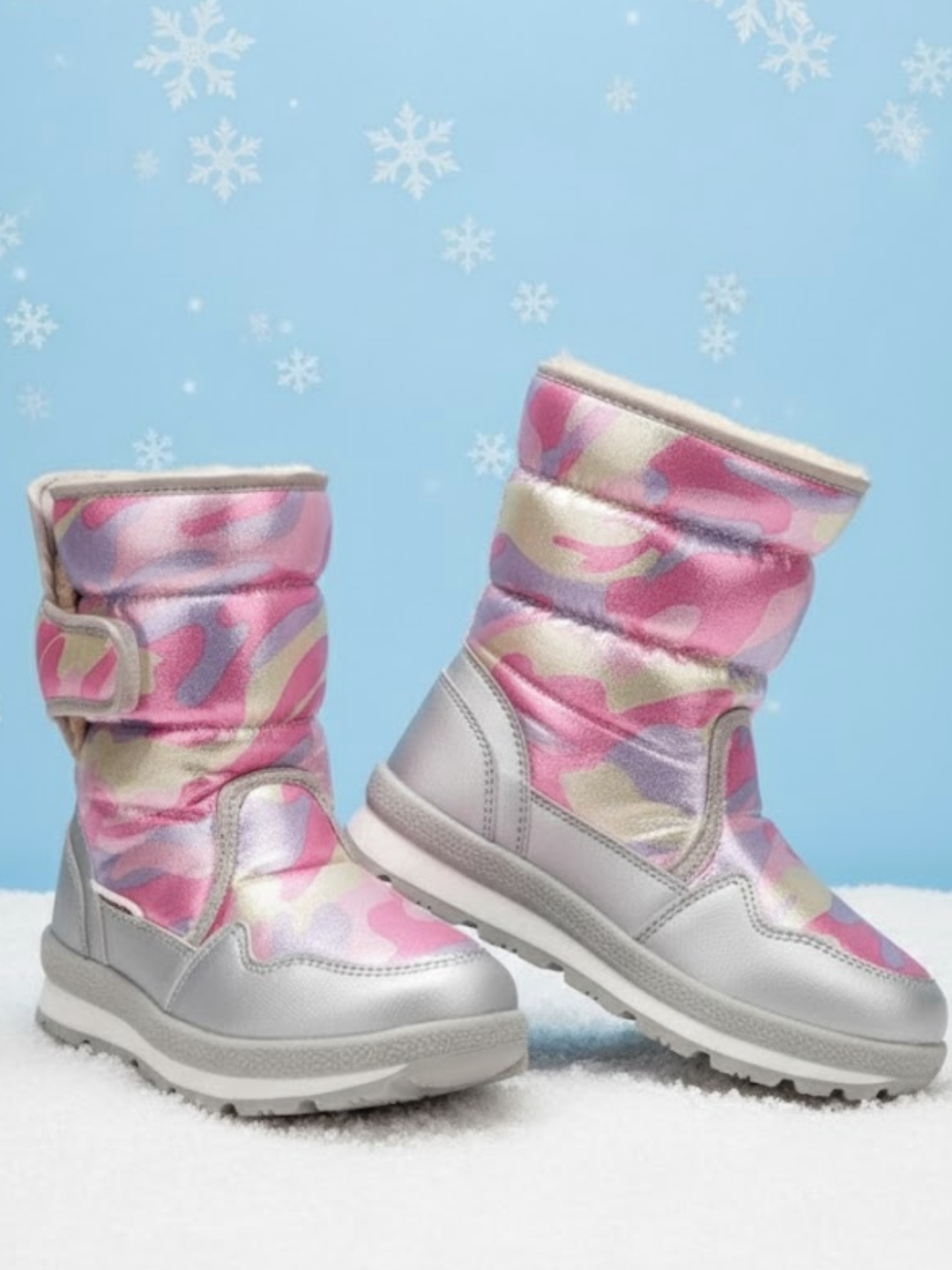 Brave The Cold Metallic Camo Boots by Liv and Mia