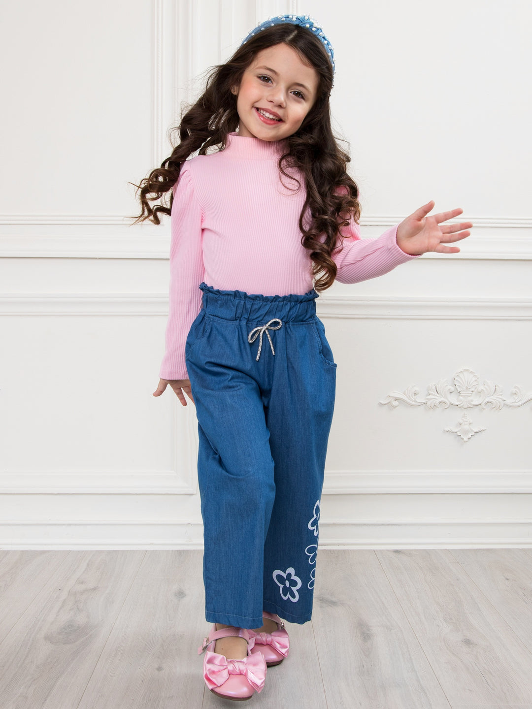 Flower Trail Relaxed Fit Luxe Denim Pants