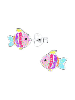 Sterling Silver Stud Earrings Rainbow Fish