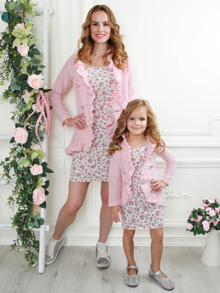 Mommy and Me Classy Duo Pink Blazer Ruffle Cardigan Mia Belle Girls