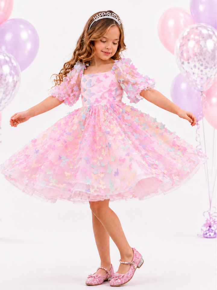 Butterfly Bliss 3D Applique Party Dress Mia Belle Girls