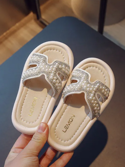 Mia Belle Girls Pearl Slide Sandals | Shoes By Liv And Mia