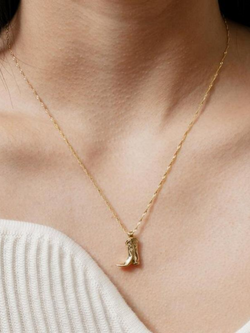 Mini Cowgirl Boot Pendant Charm Necklace