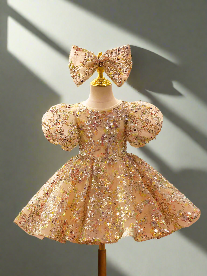 Gold sequin dress for little girl hot sale