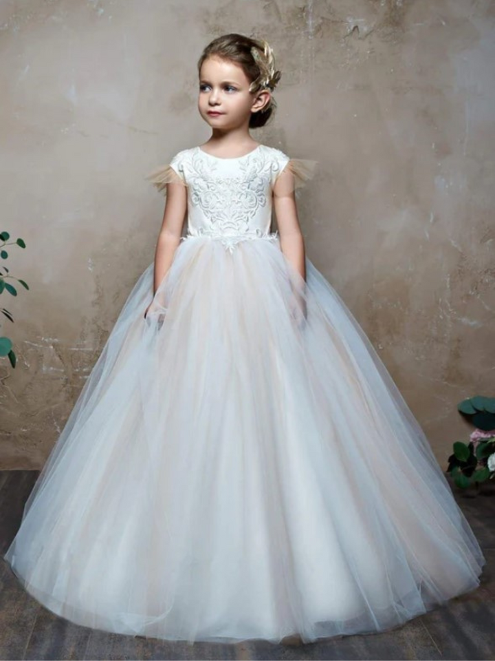 Girls Communion Dresses | Multi Flutter Tulle Full Length Ball Gown
