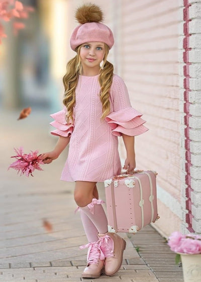 Best Pick Pink Tiered Sleeve Dress | Mia Belle Girls