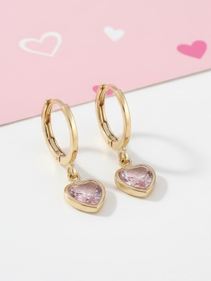 Golden Glow Heart Huggie Earrings