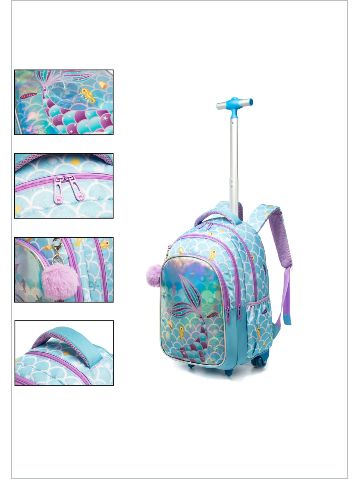 Back To School Bags | Mermaid Backpack Trolley Set | Mia Belle Girls