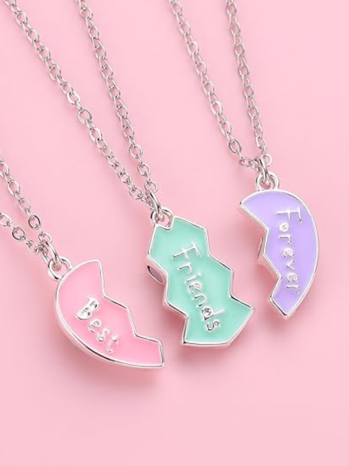 Best Friends Forever Heart Necklace Set