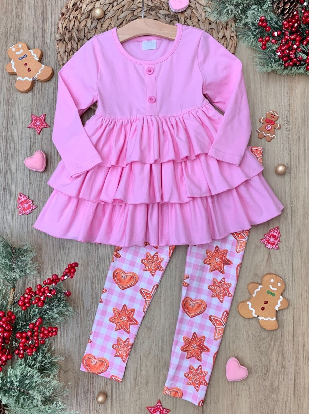 Mia Belle Girls Tiered Ruffle Top & Legging Set | Girls Winter Outfits