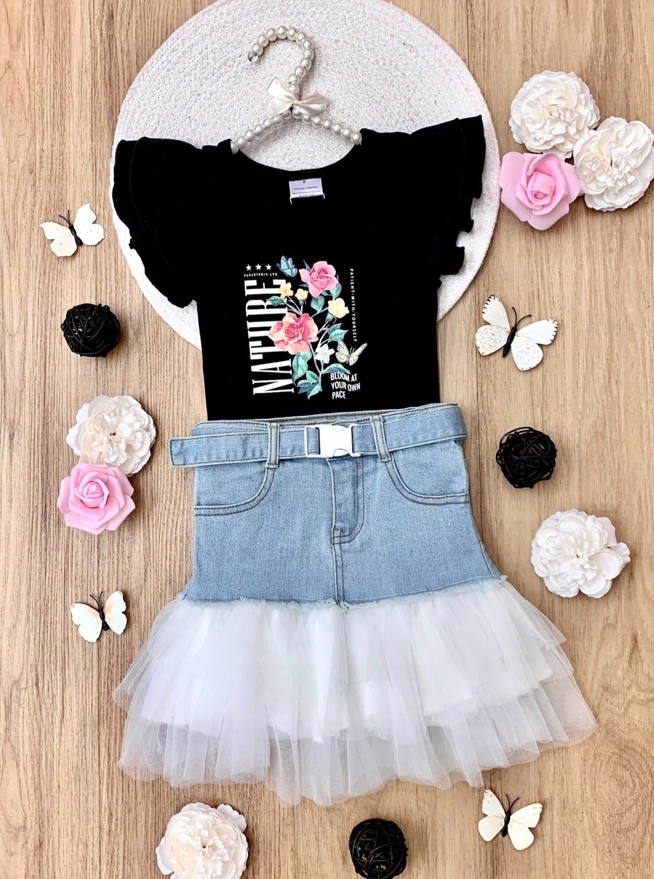 Nature Couture Denim Tulle Skirt Set