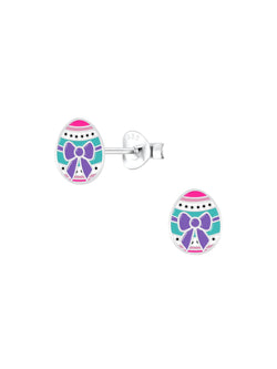 Sterling Silver Easter Egg Stud Earrings
