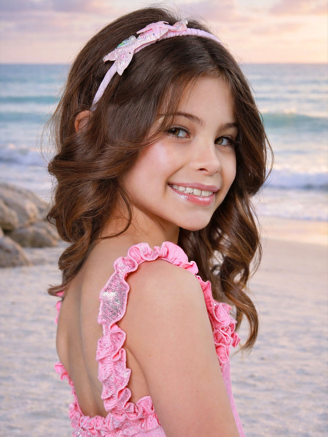 pink ruffle party dress for girls birthday outfit