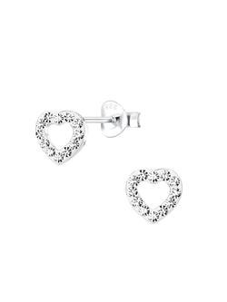 Sterling Silver Crystal Heart Stud Earrings