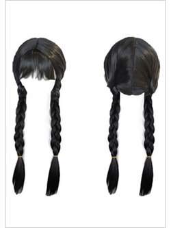 Girls Wednesday Pigtail Costume Wig