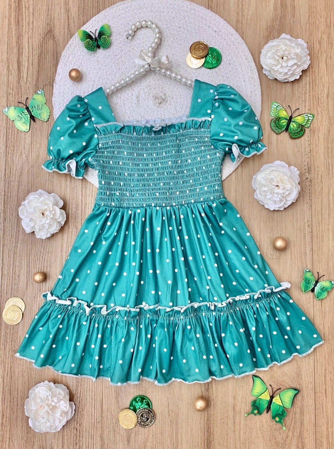 Mia Belle Girls | Polka Dot Smocked Dress | Girls Spring Dresses
