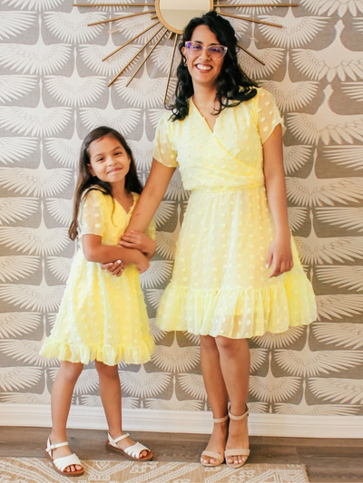 Mia Belle Girls Pom Pom Bubble Chiffon Dress | Mommy And Me Dresses