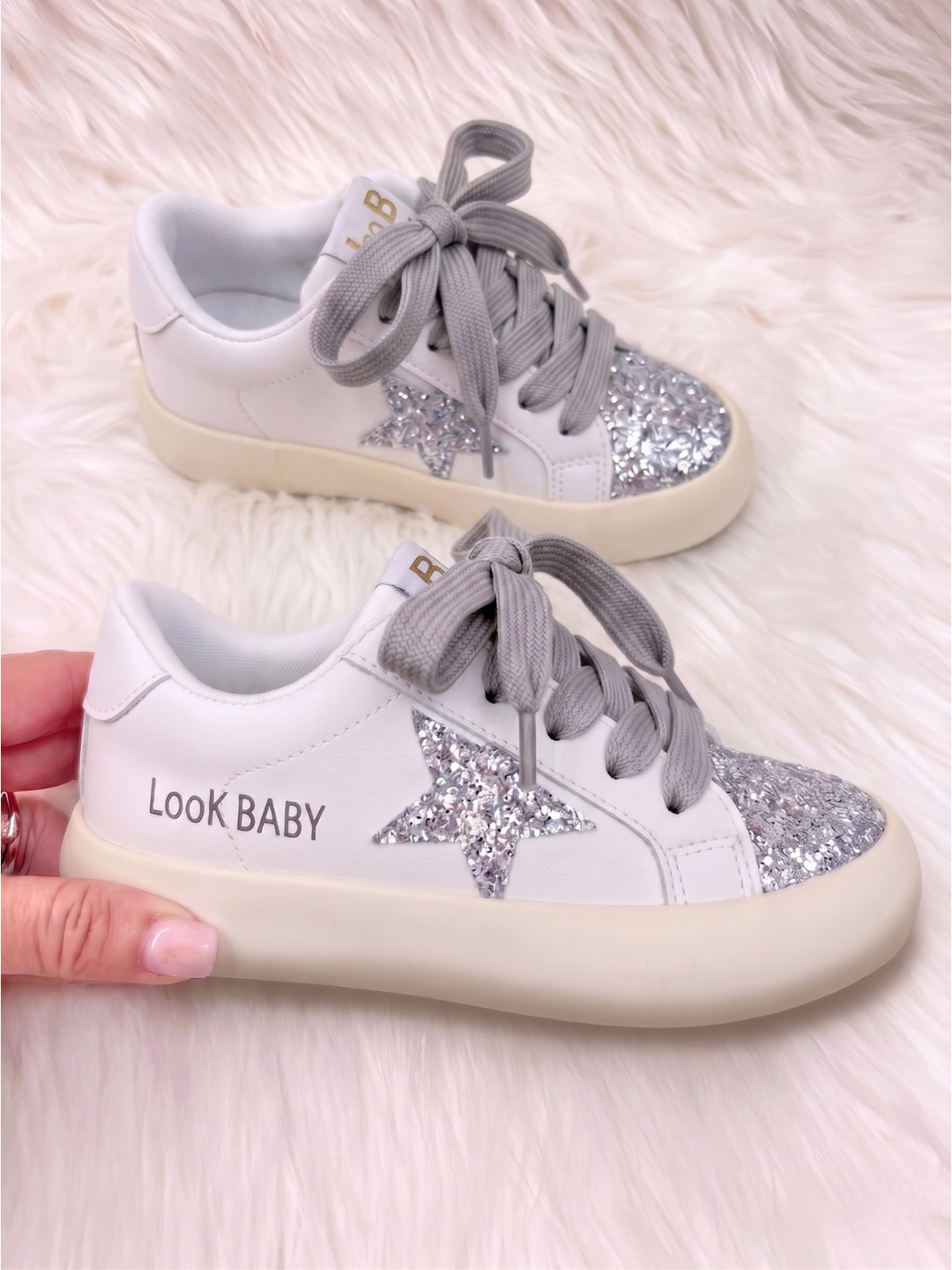 Starlight Sparkle Glitter Star Sneakers Mia Belle Girls