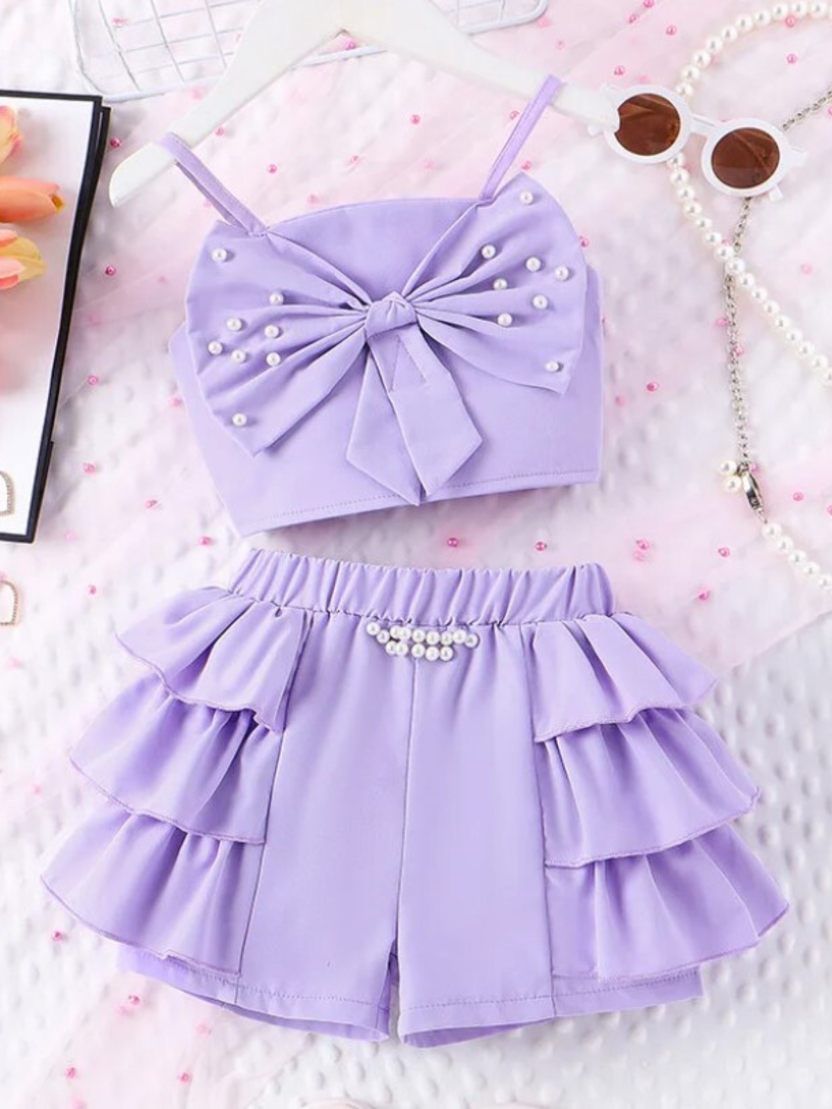 Pearl Top And Tiered Shorts Set | Summer Outfits | Mia Belle Girls