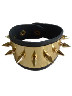 Girls Leather Gold Spiked Bracelet