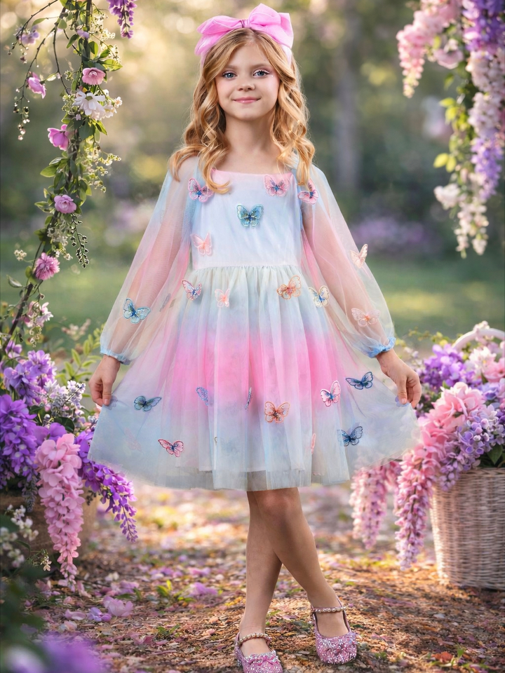 Girls pastel butterfly dress for Easter and graduation