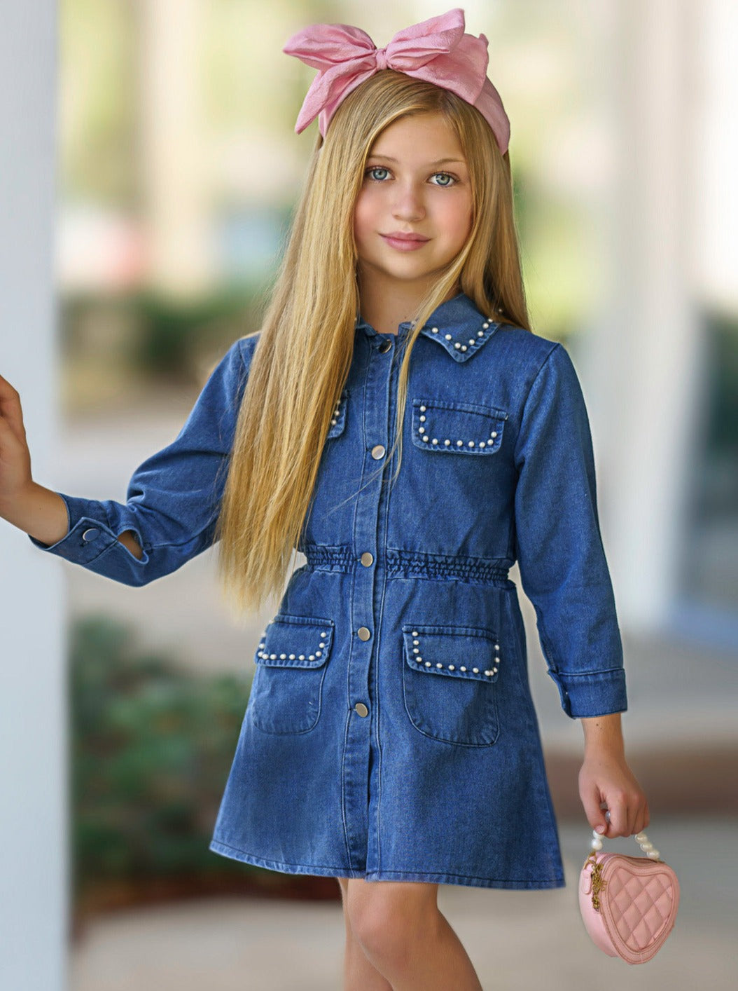 Mia Belle Girls Denim Dress | Back To School Outfits For Kids