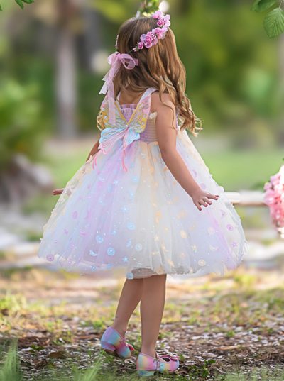 Summer Arrival Horse and Stars Pattern Fly Sleeves Crew Neck Dress for Stylish Girls