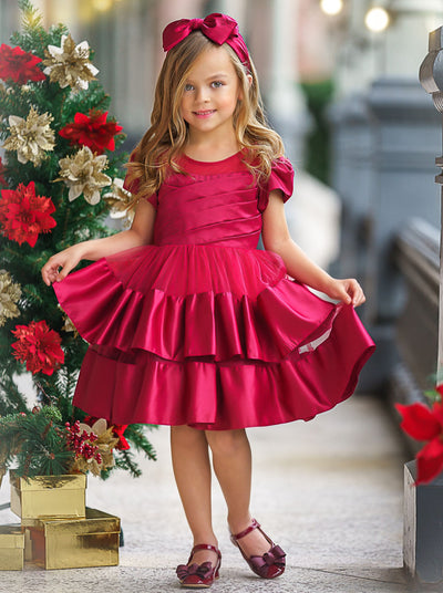 Charm & Grace Puff Sleeve Layered Party Dress