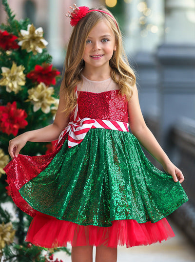 Mia Belle Girls Sequined Christmas Dress | Girls Winter Dresses