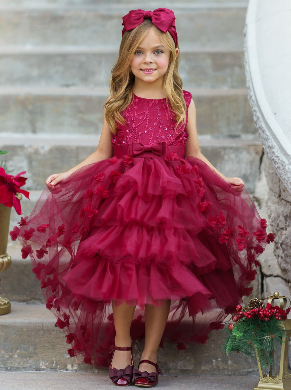 Mia Belle Girls Layered Tulle Dress | Girls Winter Formal Dress Mia Belle Girls Layered Tulle Dress | Girls Winter Formal Dress
