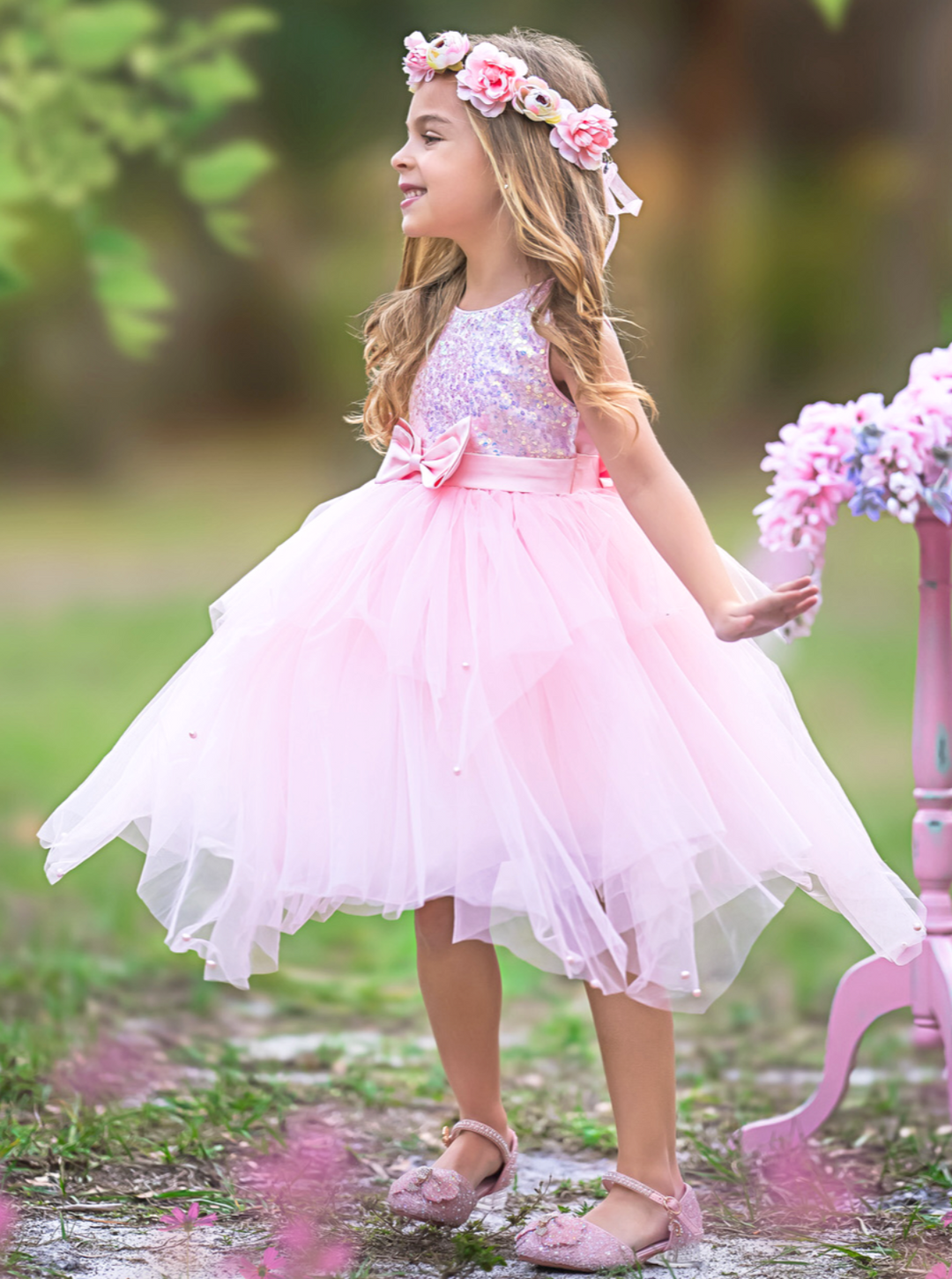 Sparkles and Twirls Pastel Pink Party Dress Pink / 10Y Sparkles and Twirls Pastel Pink Party Dress Pink / 10Y