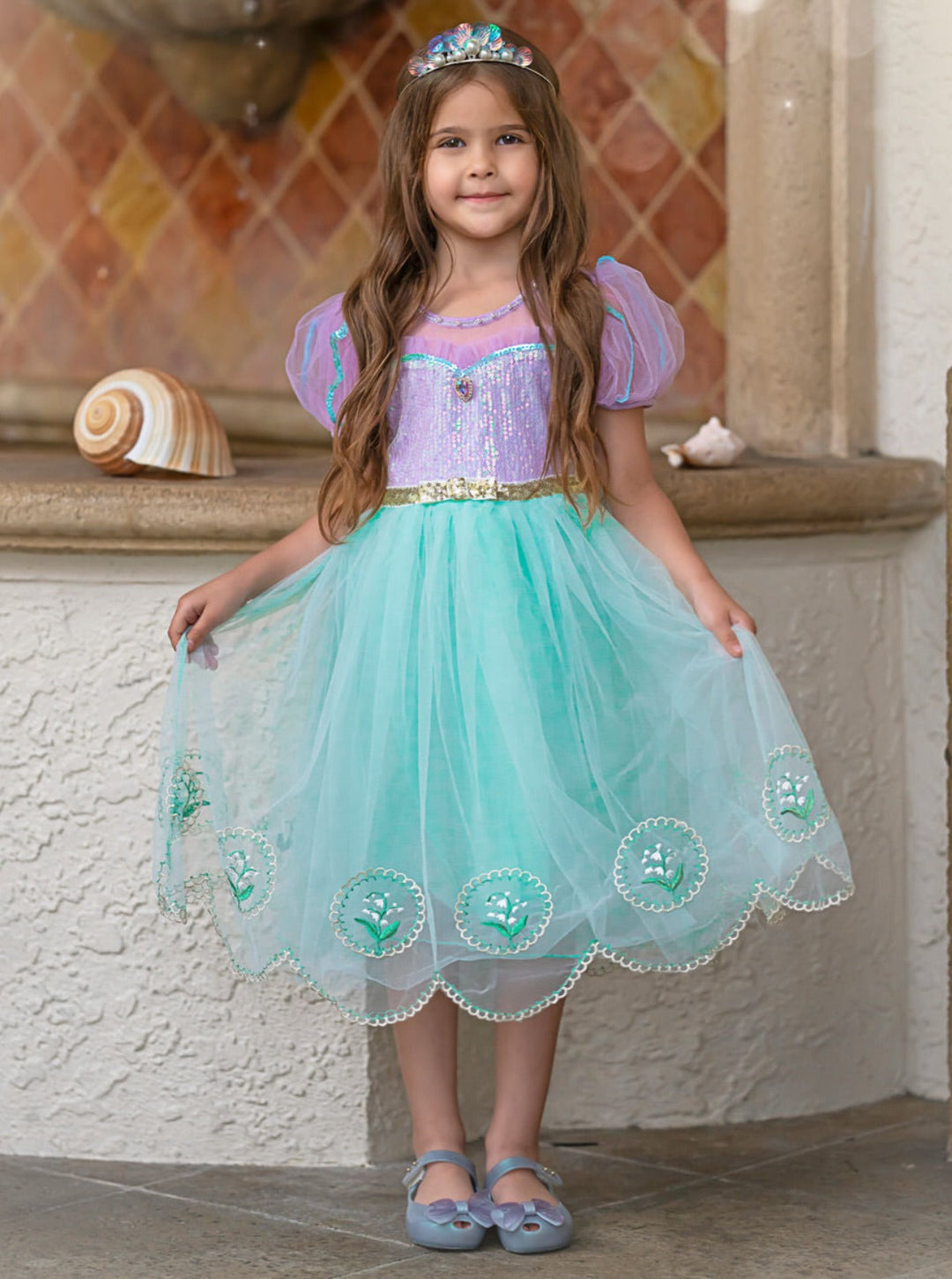 Dress-Up Princess Scallop Hem Tulle Dress Mia Belle Girls Dress-Up Princess Scallop Hem Tulle Dress Mia Belle Girls