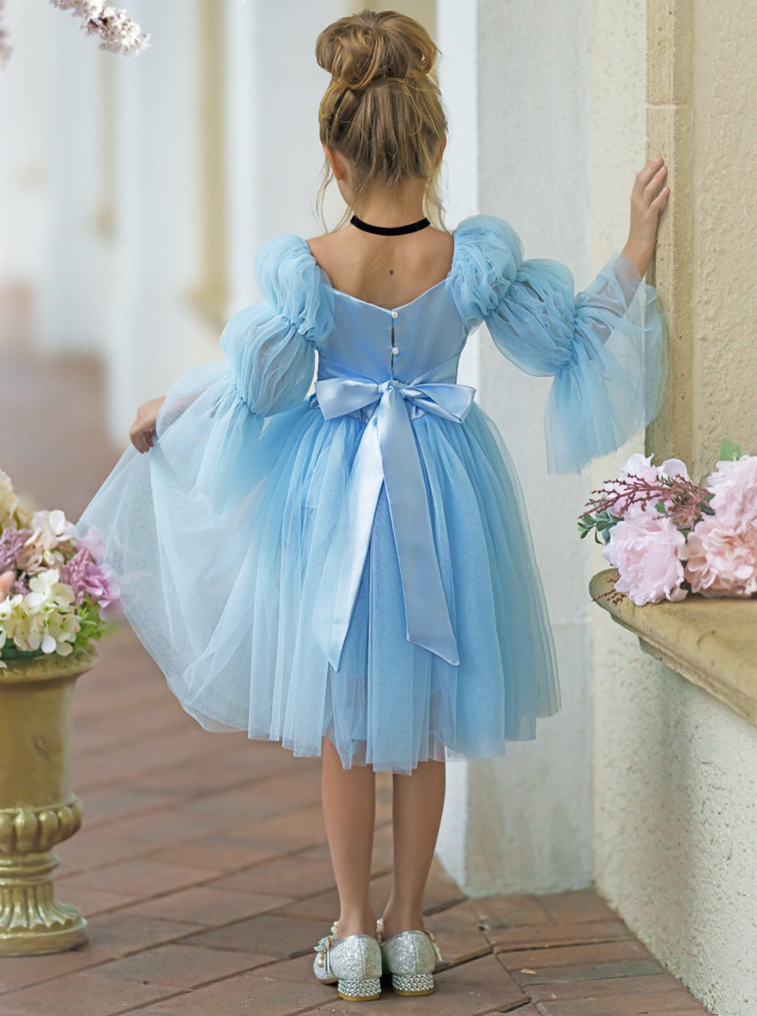 Mia Belle Girls Statement Sleeve Tulle Dress | Girls Spring Dresses Mia Belle Girls Statement Sleeve Tulle Dress | Girls Spring Dresses