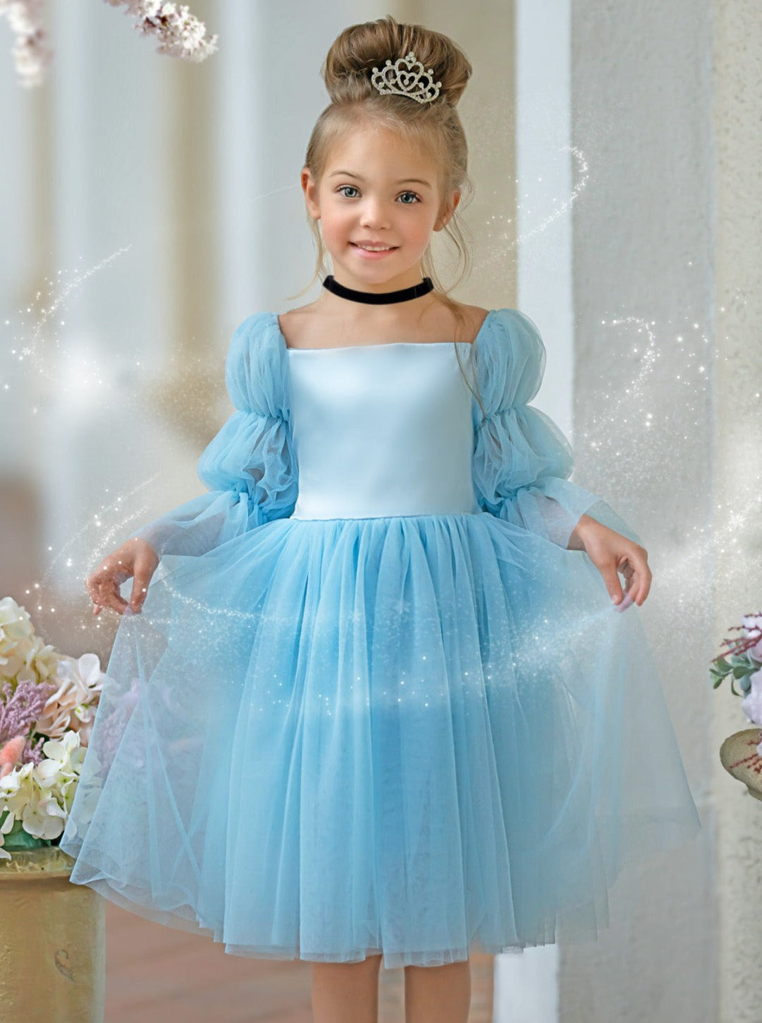 Mia Belle Girls Statement Sleeve Tulle Dress | Girls Spring Dresses Mia Belle Girls Statement Sleeve Tulle Dress | Girls Spring Dresses