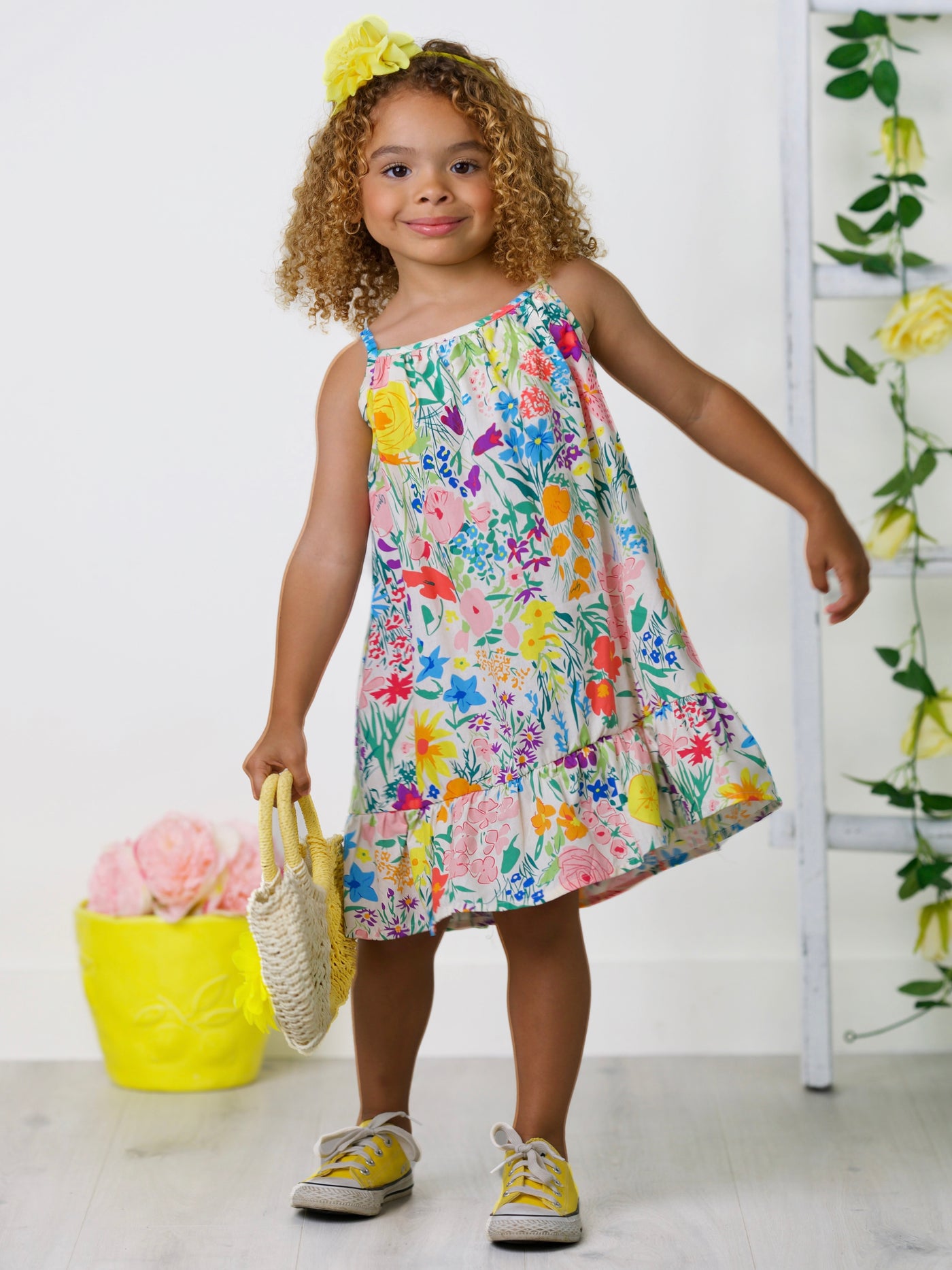 Mia Belle Girls Floral Ruffle Dress And Bag Set | Girls Spring Outfits