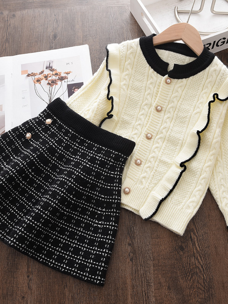 Precious Pearl Cardigan And Matching Skirt Set – Mia Belle Girls