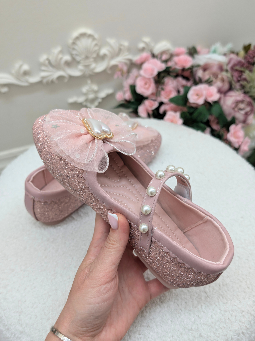 Dress Up Doll Tulle Bow Mary Jane Shoes By Liv and Mia Pink / 12