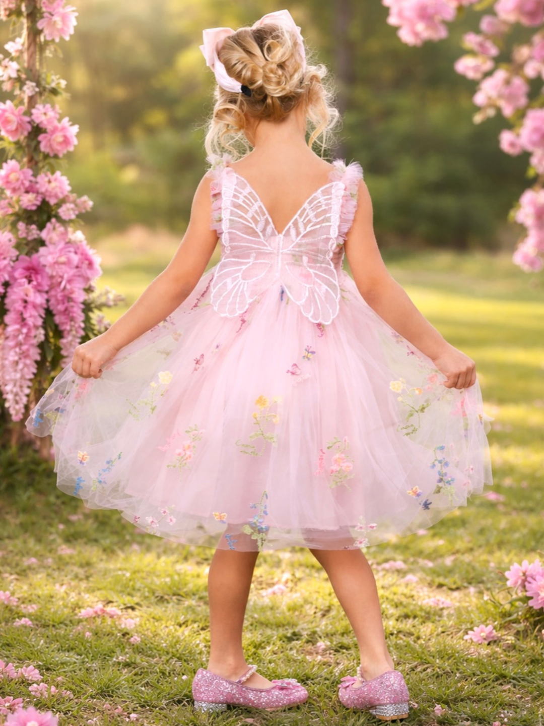 Girls butterfly back tulle dress for Easter and spring pictures
