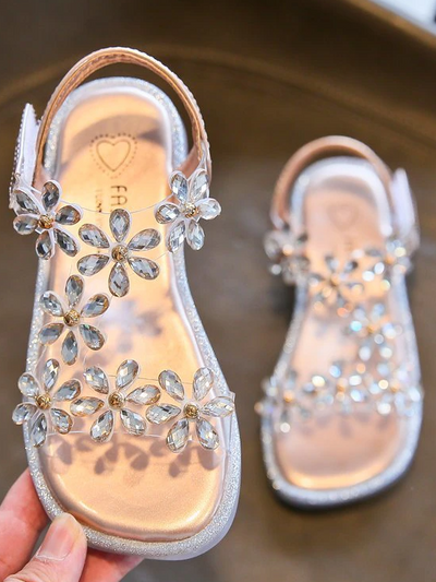 Mia Belle Girls Rhinestone Flower Sandals | Shoes by Liv & Mia 