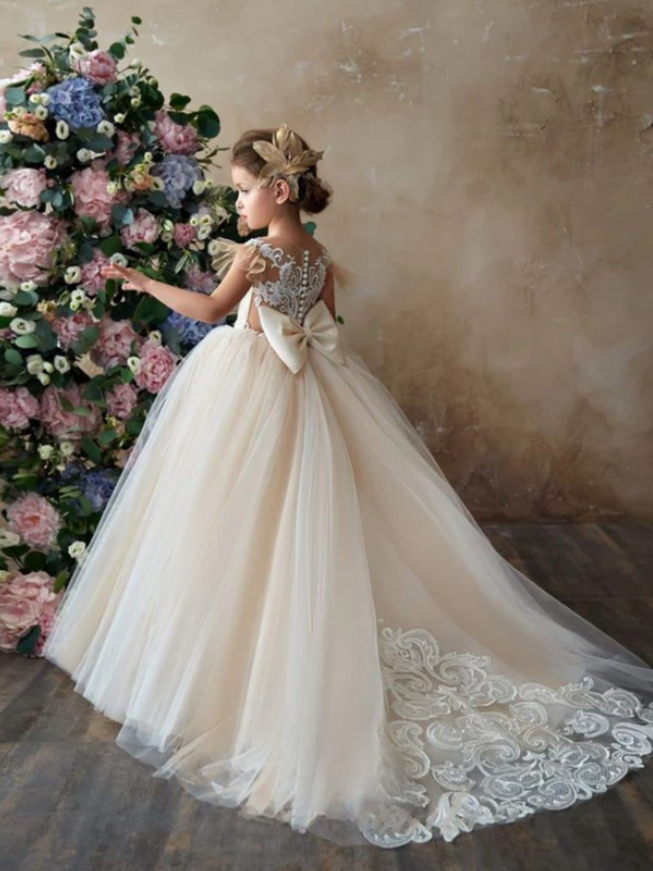 Girls Communion Dresses | Multi Flutter Tulle Full Length Ball Gown