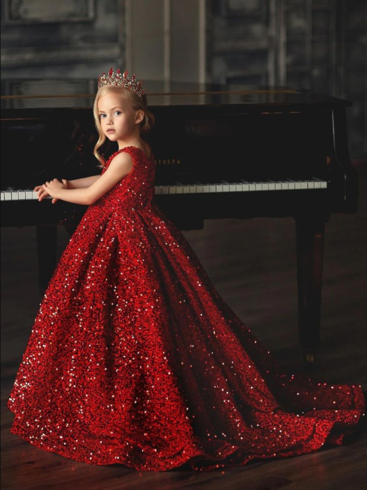 Red Carpet Moment Red Sequin Ball Special Occasion Dress